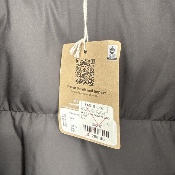 New Patagonia Women's Size Large Black Silent Down Puffer Jacket Coat 27935 NWT - Picture 8 of 10